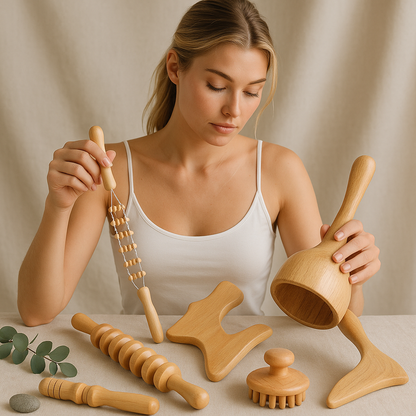 6-in-1 Premium Wood Therapy Massage Tool Set